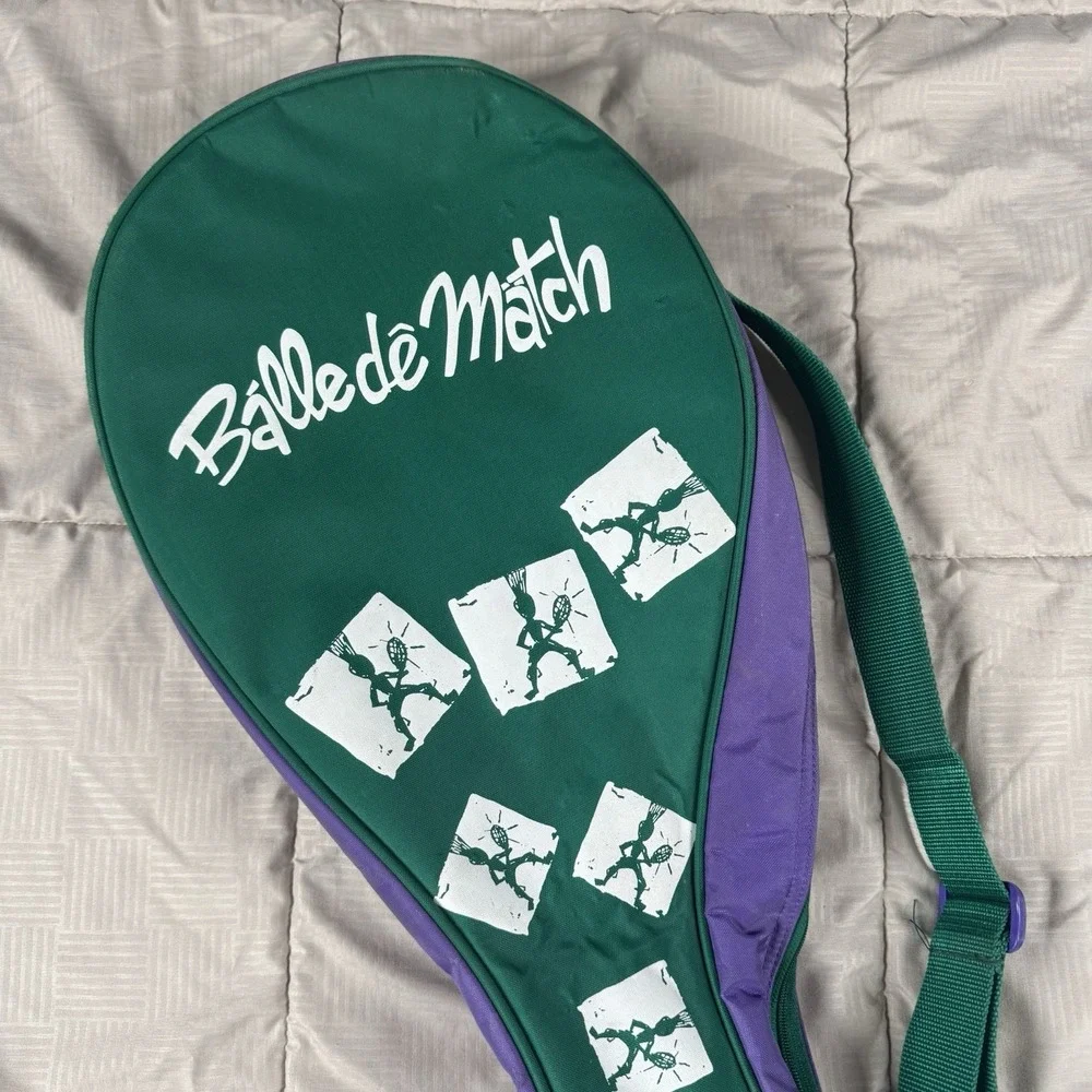 Balle De Match Racquet Bag Zip Case W Strap Nylon Vintage Tennis 90s Colorful